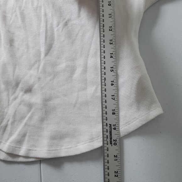 We The Free Shirt Womens Medium Waffle Knit Thermal Long Sleeve Top Free People - Picture 4 of 9